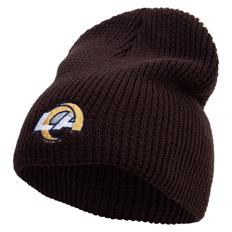 LA Flash Logo Big Stretch Waffle Stitch Short Beanie Brown XL-3XL