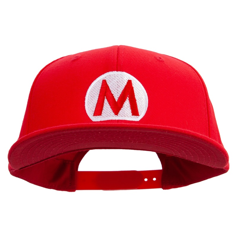 Mario Luigi Wario Waluigi Symbol Embroidered 6 Panel High Profile Structured Snapback Red One Size