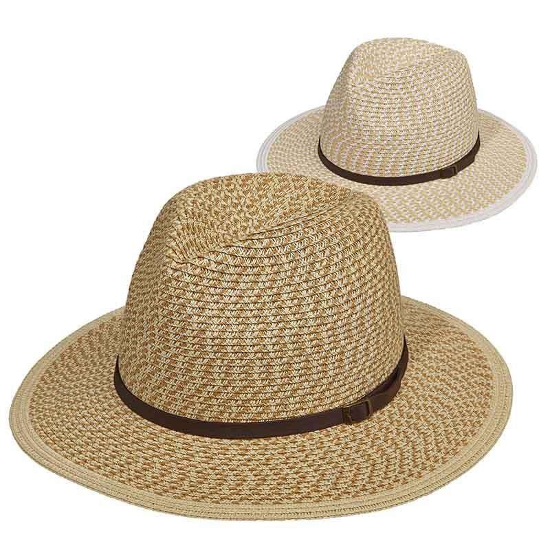 Mix Braid Safari Hat with Leatherette Band – Tropical Trends Natural tweed