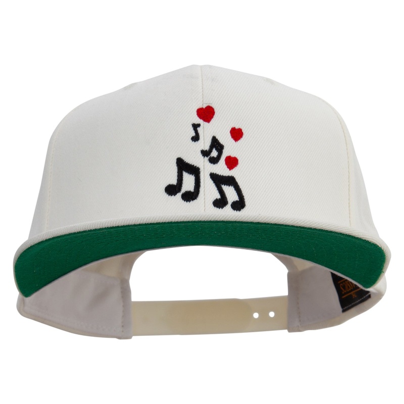 Musical Love Notes Embroidered Wool Blend Prostyle Snapback Natural One Size