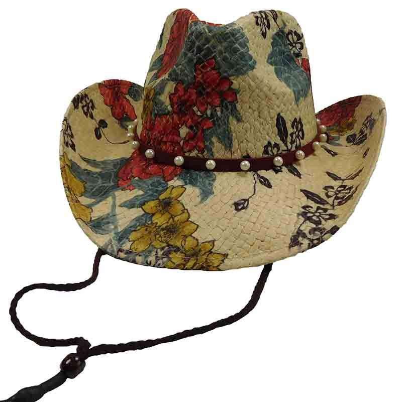 Painted Floral Cowboy Hat with Pearl Band – Sun Styles Rose