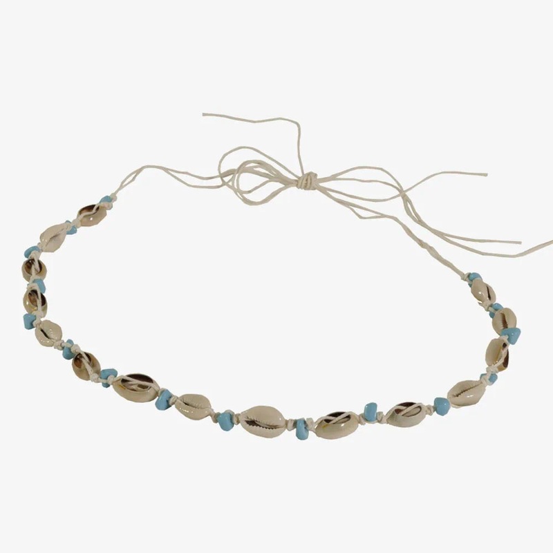 Serena | Yarn Hat Band with Shells and Blue Stones Multicolor OS