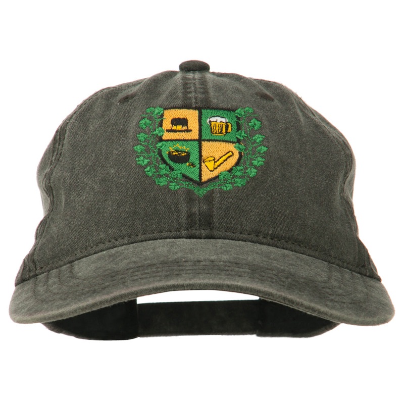 St Patrick’s Day Crest Embroidered Washed Cap Black One Size