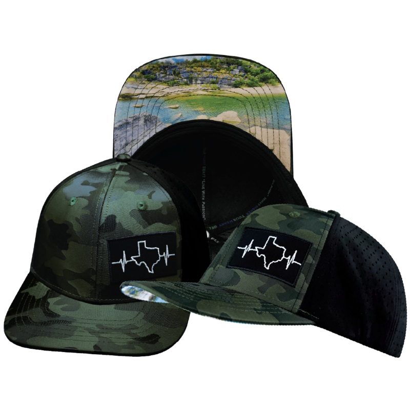 Texas Hat – Baseball Hat Fit – Green Camo / Black – Laser Mesh