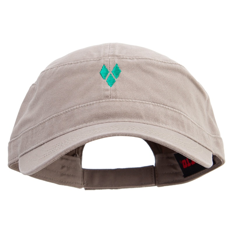 Triple Diamond Sign Embroidered Big Size Adjustable Ripstop Army Cap Khaki One Size