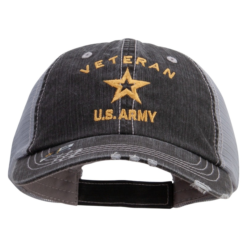 U.S. Army Veteran Military Embroidered Low Profile Special Cotton Mesh Cap Green One Size