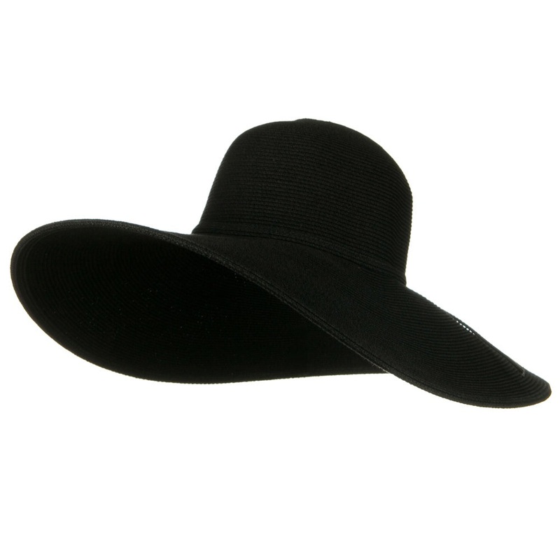 UPF 50+ Cotton Paper 6 Inch Flat Brim Hat Black One Size