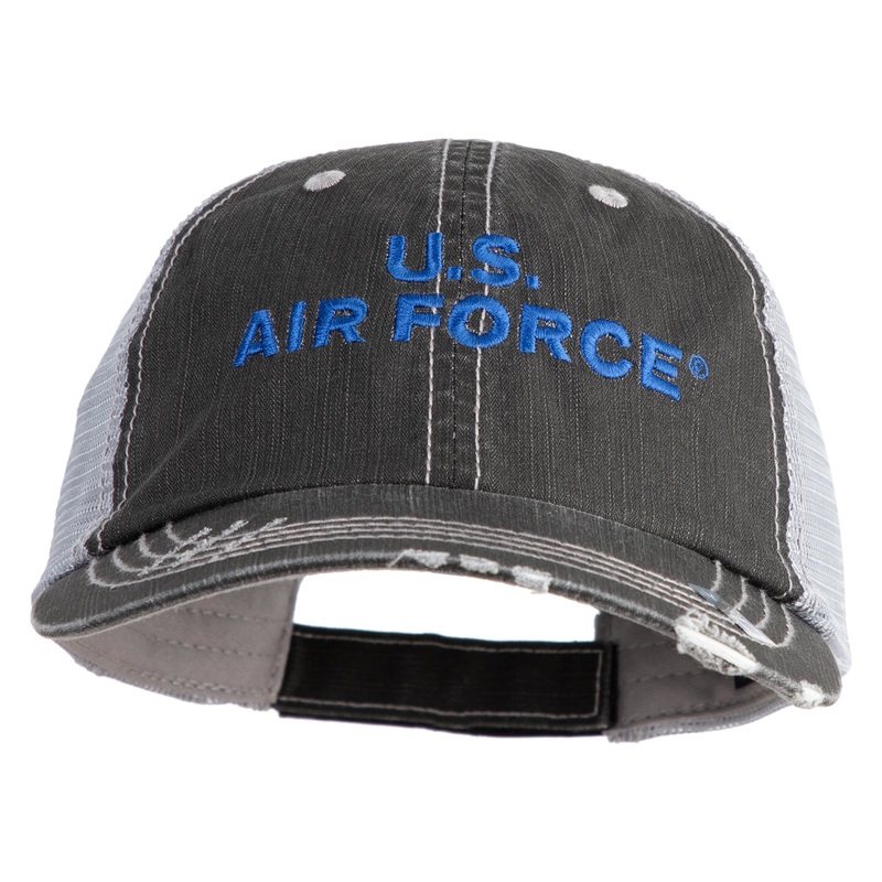 US Air Force Navy Letter Embroidered Low Profile Special Cotton Mesh Cap black One Size