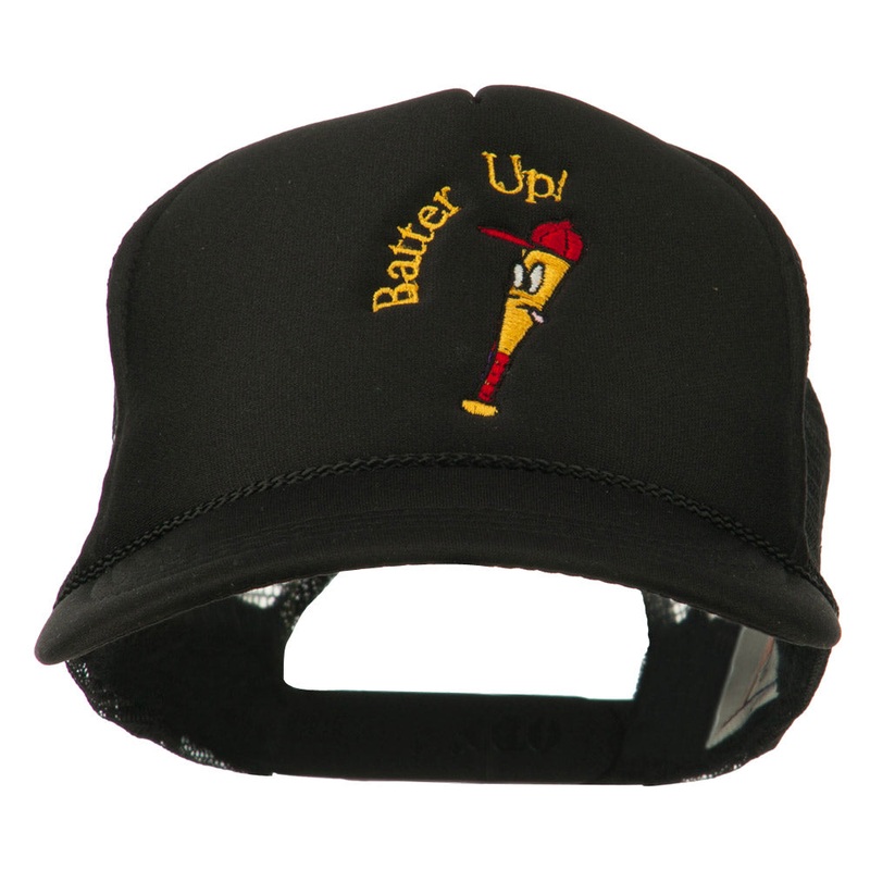 Youth Batter Up Embroidered Mesh Cap Black One Size