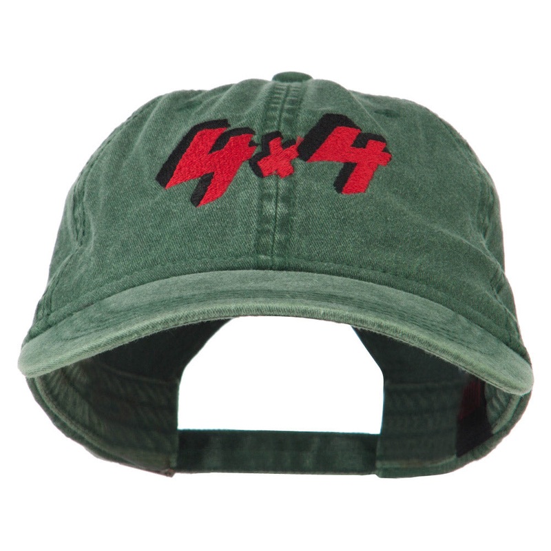 4 By 4 Embroidered Washed Cap Dark Green One Size