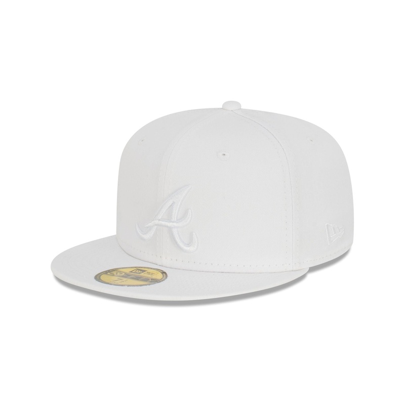 Atlanta Braves Basic White 59FIFTY Fitted Hat 7
