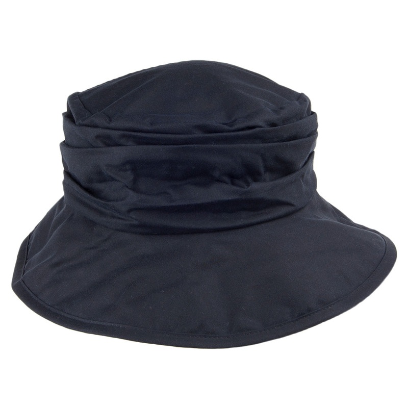 Barbour Hats Ladies Waxed Cotton Bucket Hat – Navy-Blue S