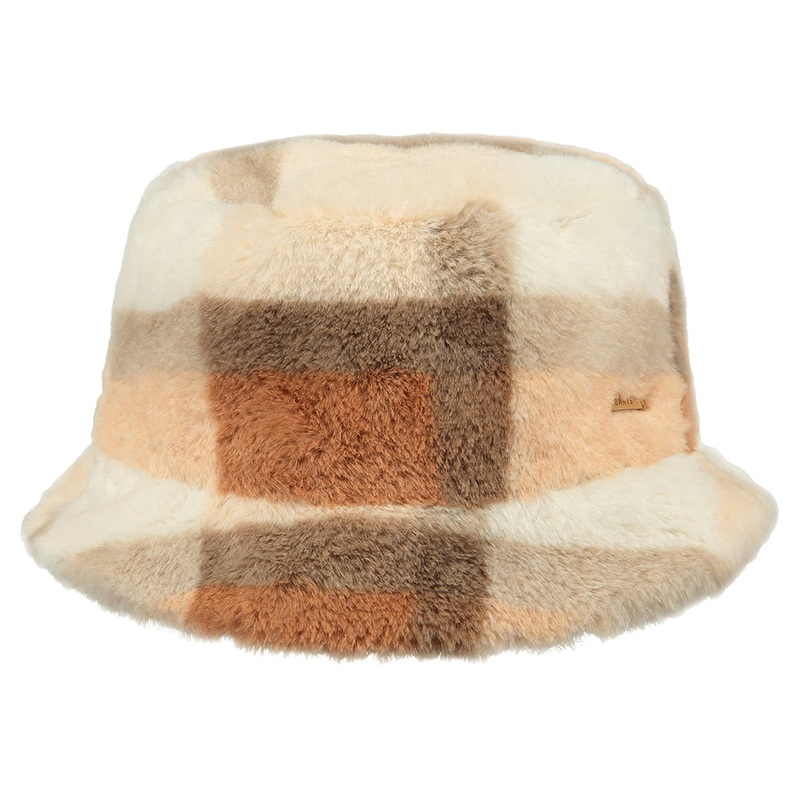 Barts Hats Bretia Checked Faux Fur Bucket Hat – White-Multi 1-Size