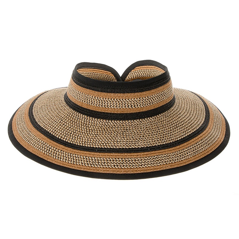 Black and Brown Heathered Wrap Around Roll Up Sun Visor Hat – Boardwalk Style Black / Brown OS