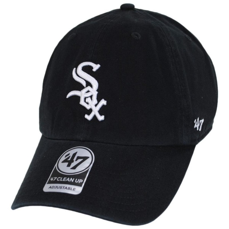 Chicago White Sox MLB Home Clean Up Strapback Baseball Cap Dad Hat BLACK ADJUSTABLE