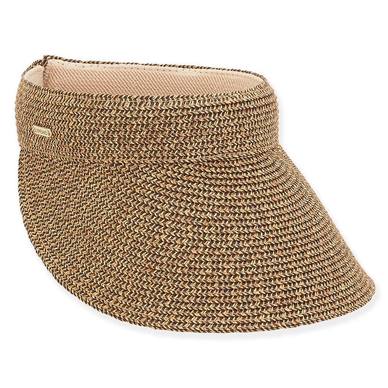 Comfort Slip On Glitzy Straw Sun Visor – Sun ‘N’ Sand Hats Brown / Gold