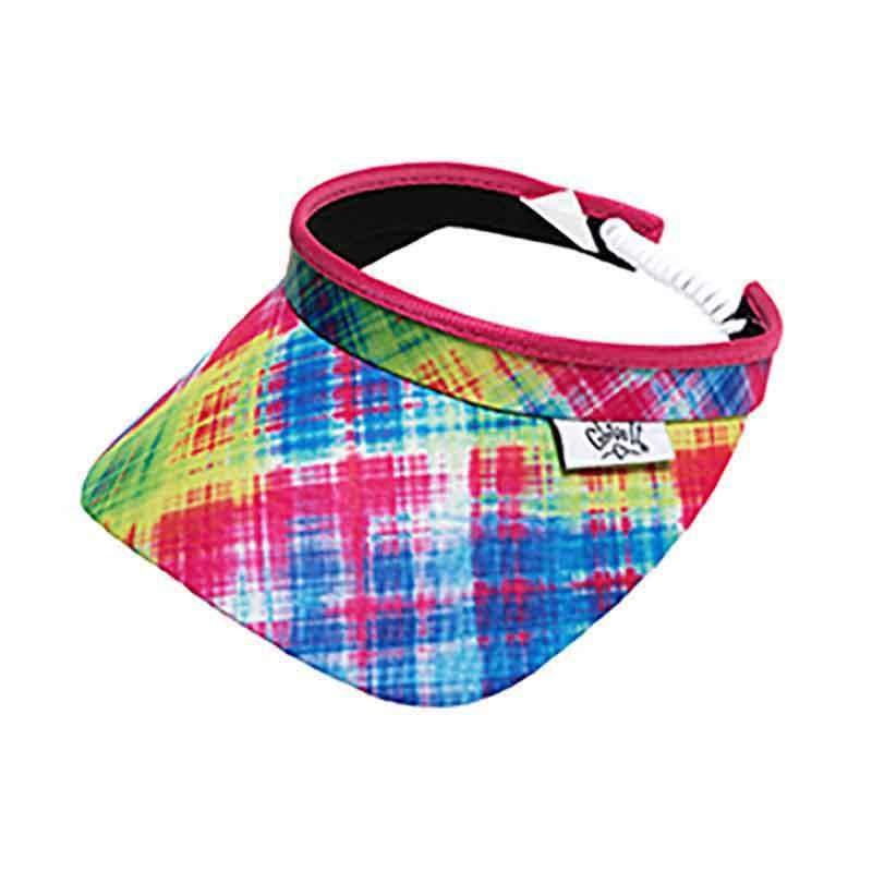 Electric Plaid Golf Sun Visor with Coil Lace by GloveIt Multicolor