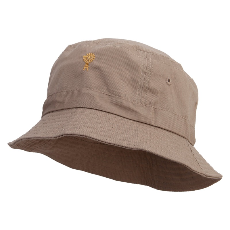 Golden Windmill Farming Embroidered Bucket Hat Khaki One Size