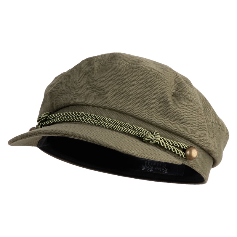 Greek Fisherman Cotton Newsboy Cap Olive One Size