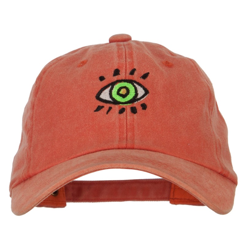 Green Eye Embroidered Unstructured Cotton Cap Orange One Size