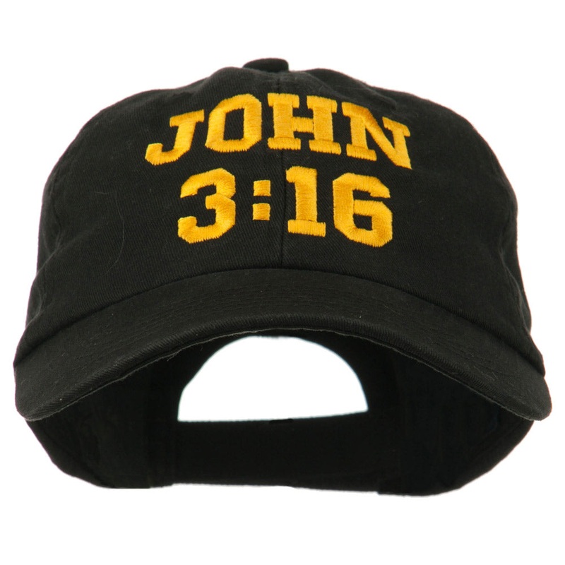 John 3:16 Embroidered Pet Spun Cap Black One Size