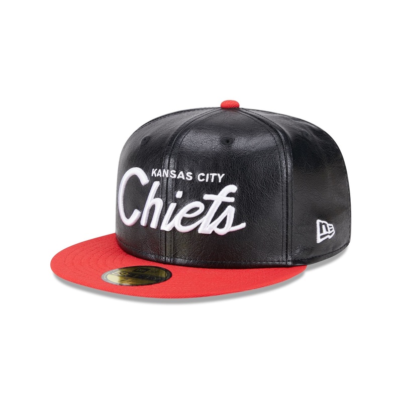 Kansas City Chiefs Faux Leather Crown 59FIFTY Fitted Hat 7