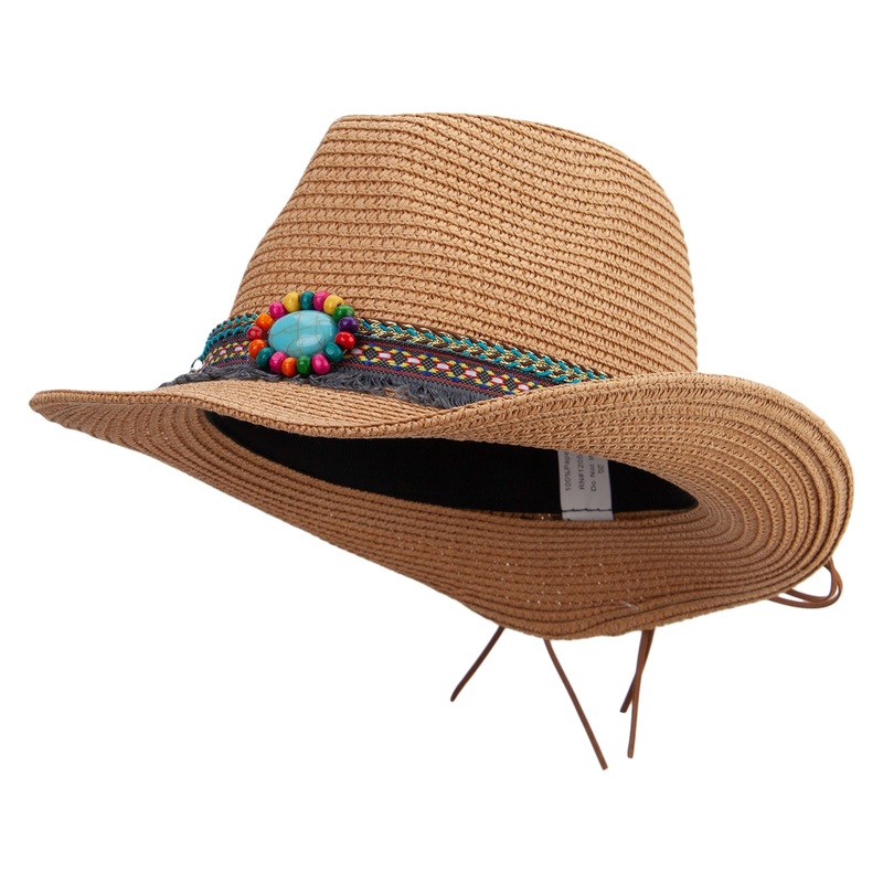 Kid’s Cowboy Western Cut Fedora Hat Tan One Size