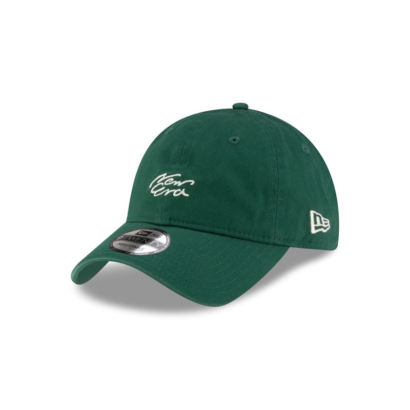 New Era Cap Handwritten Green 9TWENTY Easy Snap Hat One Size