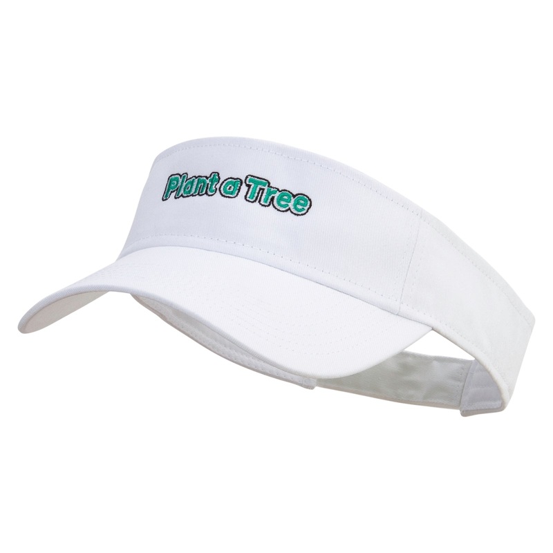Plant A Tree Embroidered Cotton Twill Sun Visor White One Size