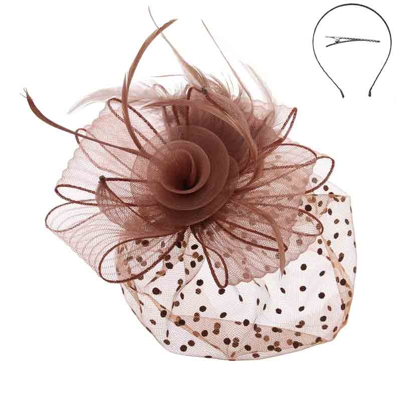 Polka Dot Veil Fascinator Headband – Something Special Tan