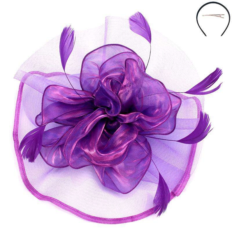 Tulle and Silk Fascinator – Sophia Collection Purple