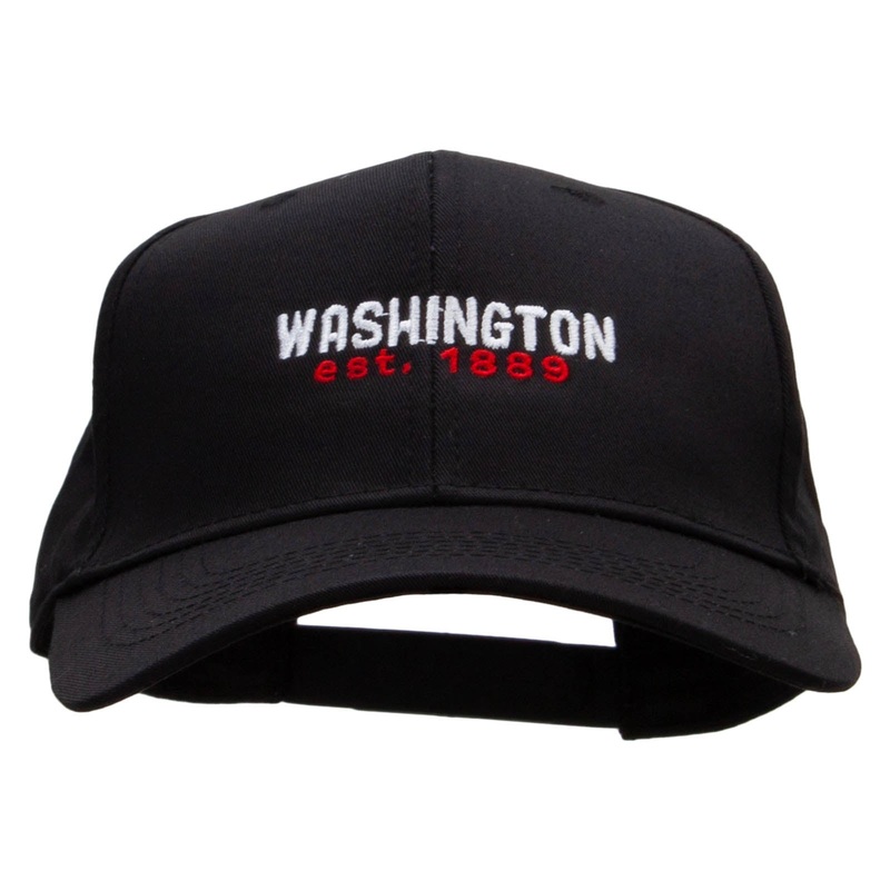 Washington Year Established Embroidered Solid Cotton Twill Pro Style Cap Black One Size