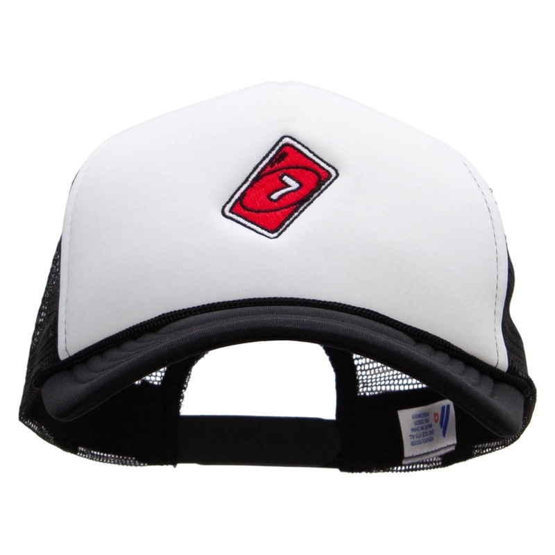 7 card Embroidered Summer Foam Mesh Trucker Cap Black One Size