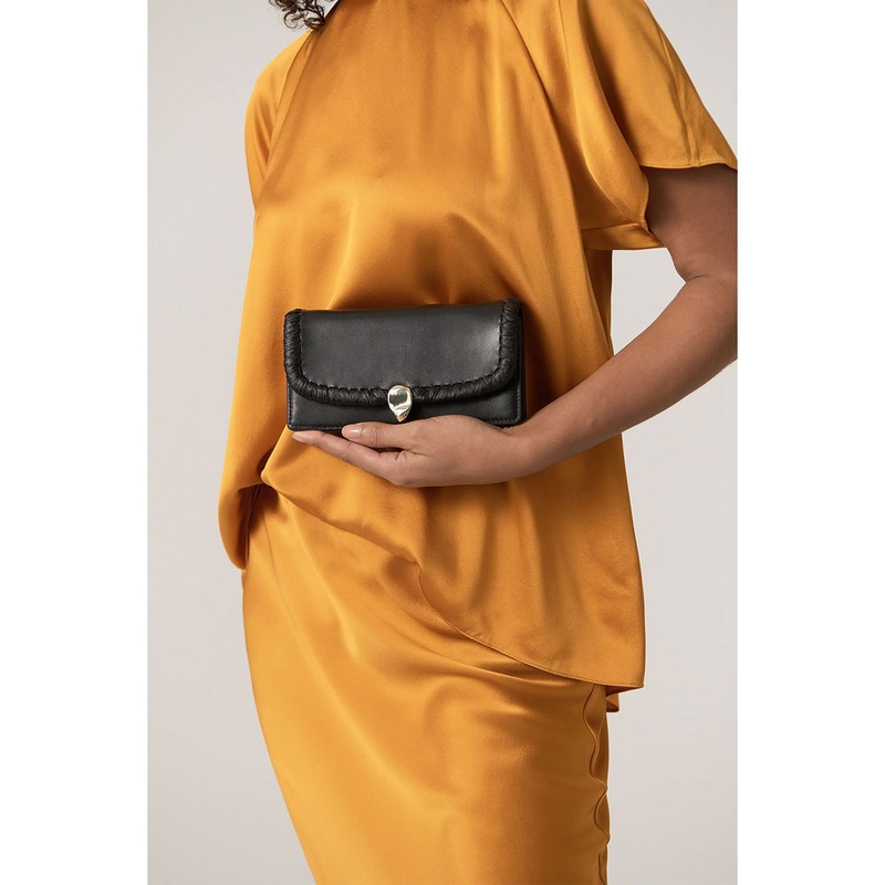 Blisse Wallet Clutch with Raffia Black/Charcoal