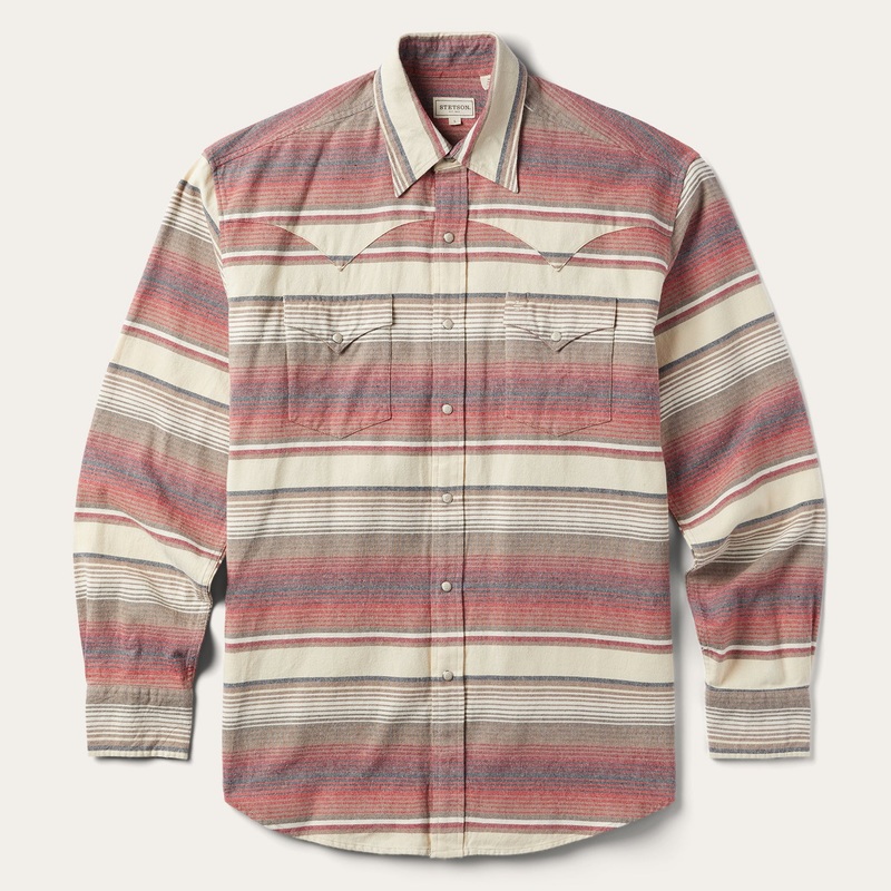 Brushed Twill Striped Shirt Red S