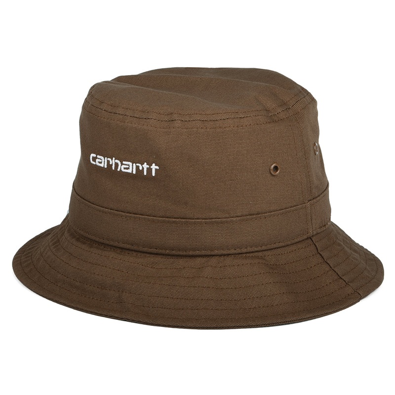 Carhartt WIP Hats Cotton Canvas Script Bucket Hat – Brown Small/Medium