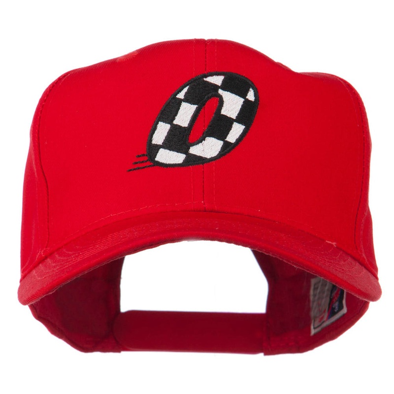 Checkered Flag Numbers Embroidered Red High Profile Cap 4736 One Size
