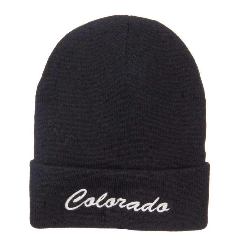 Colorado Western State Embroidered Long Beanie Black One Size
