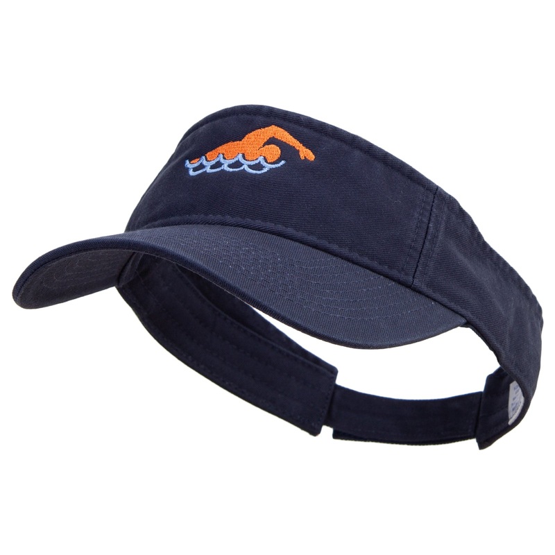 Colorful Swimming Club Embroidered Prostyle Cotton Twill Washed Visor Navy One Size