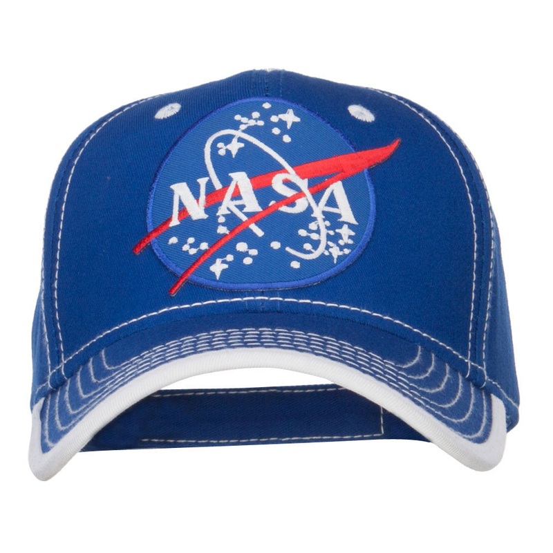 NASA Lunar Patched Cotton Twill Cap Royal White One Size