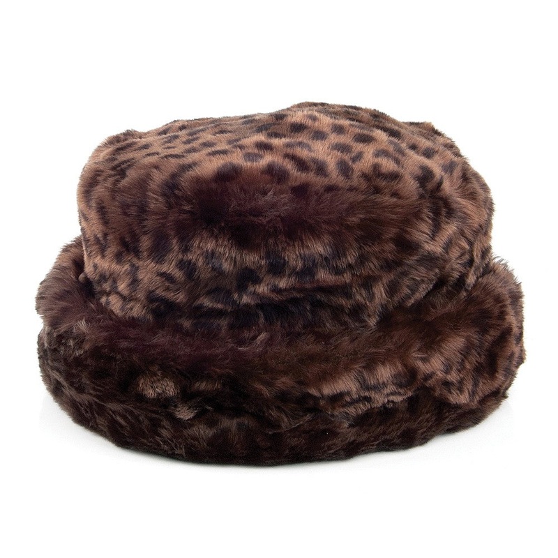 Scala Hats Faux Fur Winter Bucket Hat – Dark Leopard 1-Size