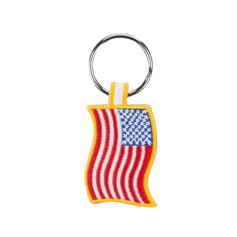 US Flag Embroidered Key Chain Yellow One Size