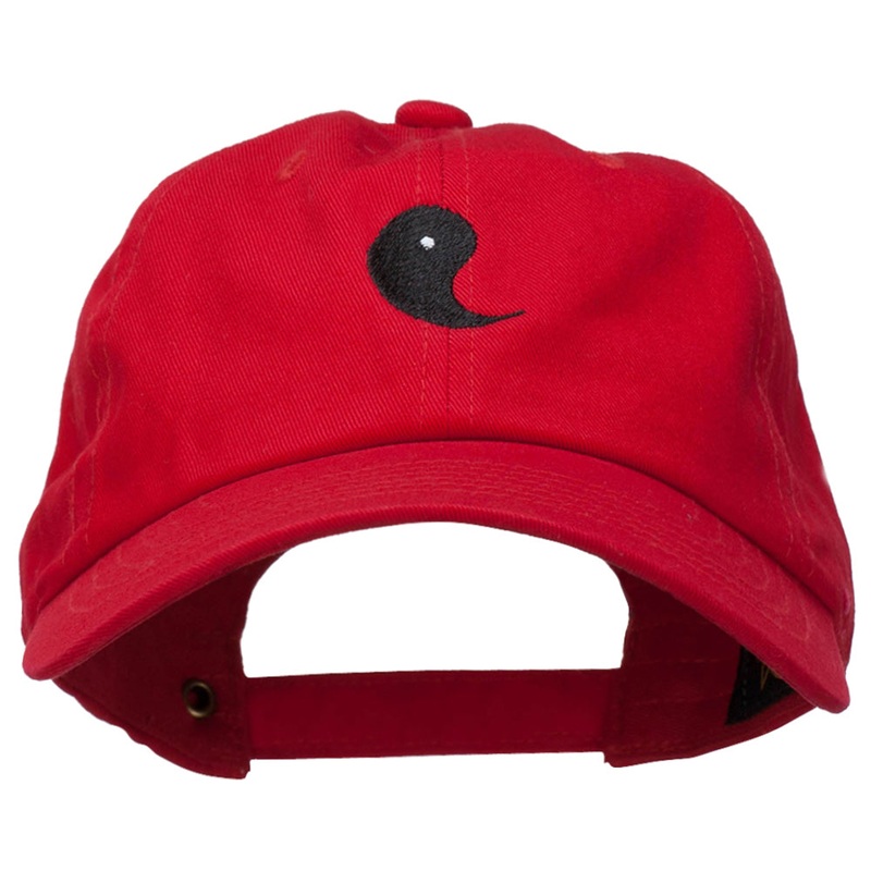 Yin Symbol Embroidered Washed Cap Red One Size