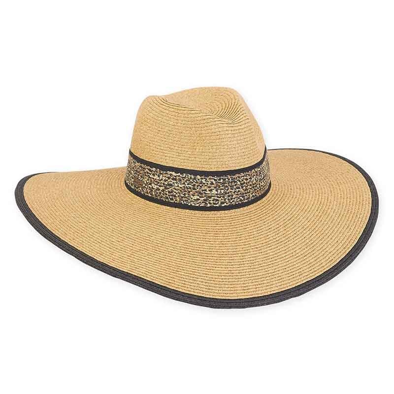 Animal Print Band Large Brim Safari Hat – Sun ‘N’ Sand Hat Natural Medium (57 cm)
