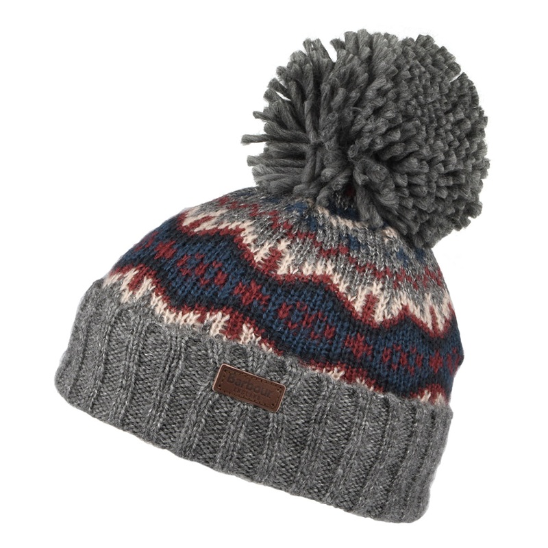 Barbour Hats Kids Case Fair Isle Bobble Hat – Grey Kids Small/Medium