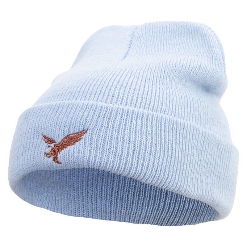 Brown Flying Eagle Embroidered Super Stretch Knit Watch Cap Beanie Columbia Blue One Size