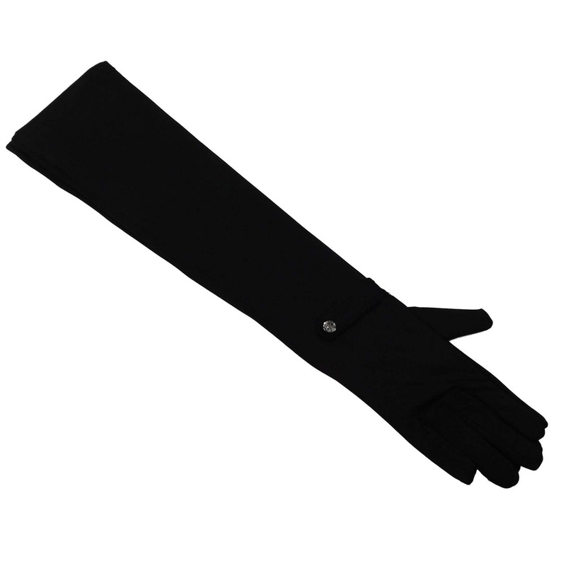 Full Arm Glove with Rhinestone Black