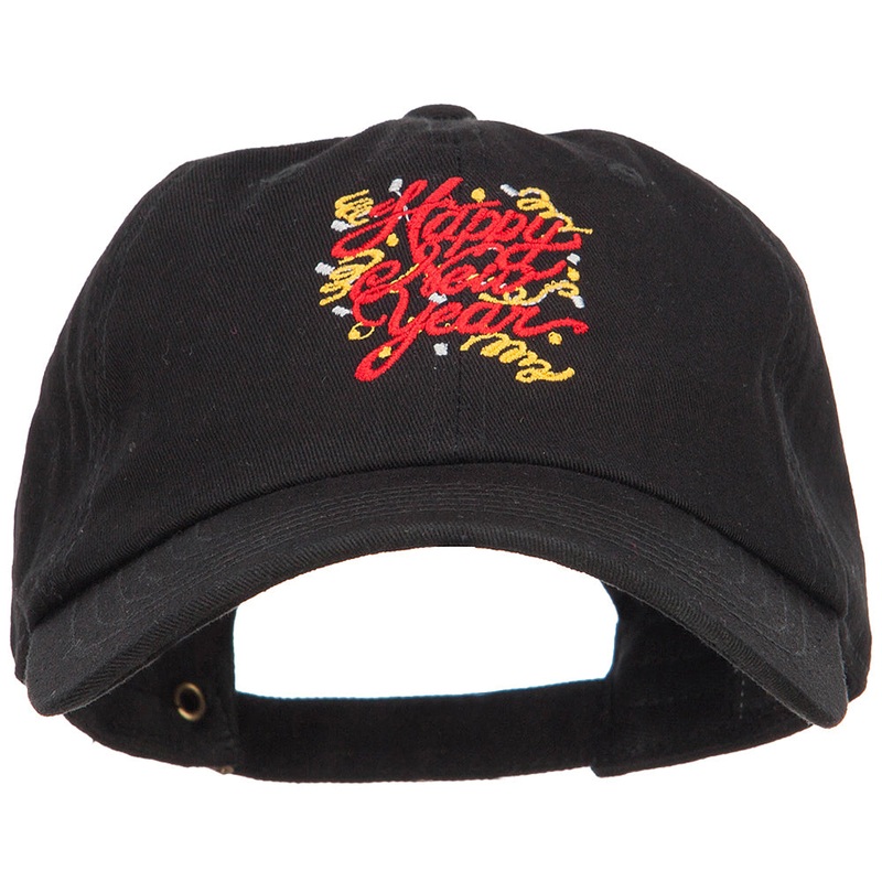 Happy New Year Confetti Embroidered Unstructured Cap Black One Size
