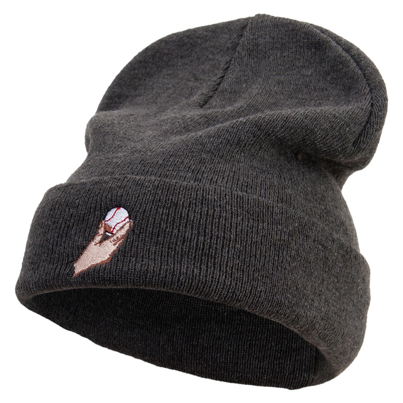 Holding Baseball Logo Embroidered Big Size Acrylic Long Beanie Heather Marled XL-3XL