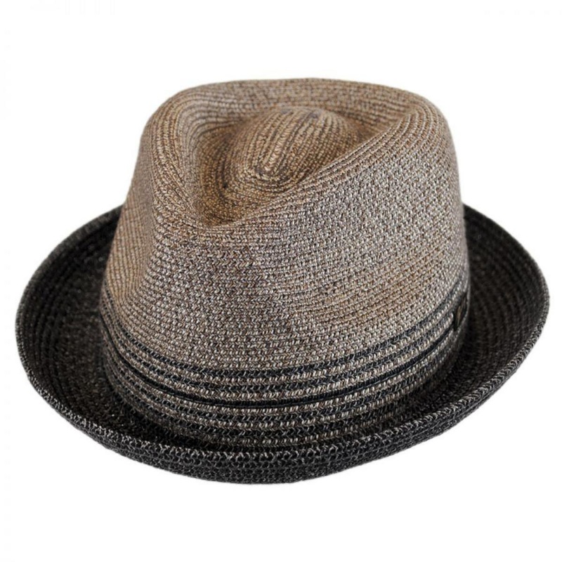 Hooper Toyo Straw Blend Trilby Fedora Hat CHARCOAL S